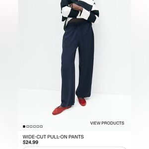 H&M navy wide leg pants